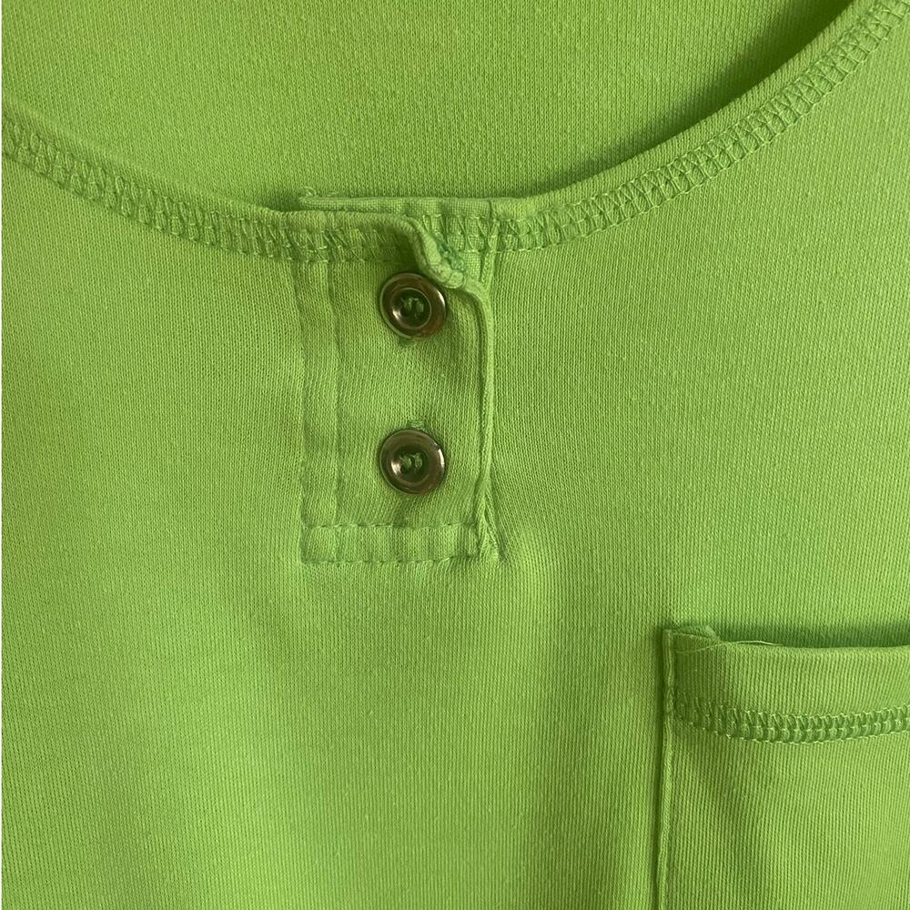 Vintage 80s Pistachio Green Henley Tank Top Sleeveless M - Picture 15 of 17